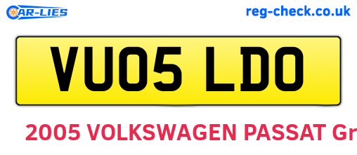 VU05LDO are the vehicle registration plates.