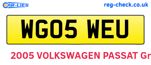 WG05WEU are the vehicle registration plates.
