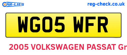 WG05WFR are the vehicle registration plates.