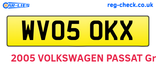 WV05OKX are the vehicle registration plates.