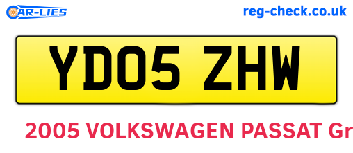 YD05ZHW are the vehicle registration plates.