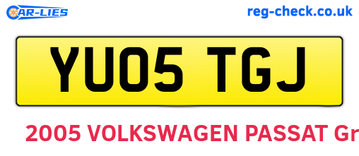 YU05TGJ are the vehicle registration plates.