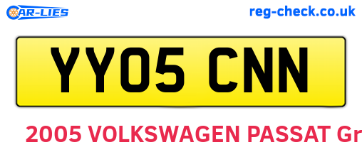 YY05CNN are the vehicle registration plates.