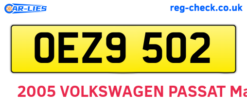 OEZ9502 are the vehicle registration plates.
