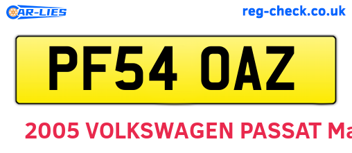 PF54OAZ are the vehicle registration plates.