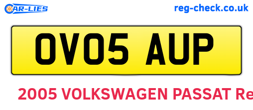 OV05AUP are the vehicle registration plates.