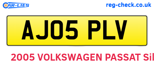 AJ05PLV are the vehicle registration plates.