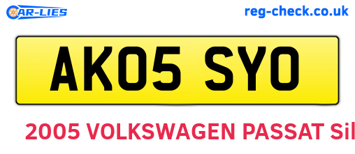 AK05SYO are the vehicle registration plates.