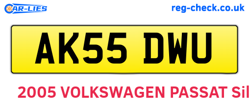 AK55DWU are the vehicle registration plates.