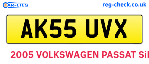 AK55UVX are the vehicle registration plates.
