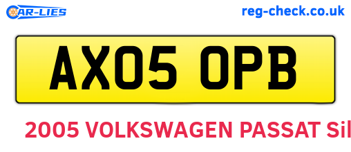 AX05OPB are the vehicle registration plates.