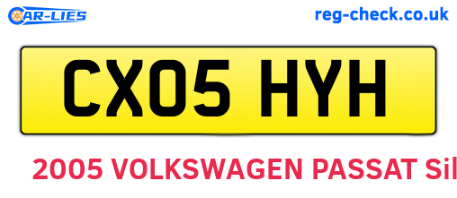 CX05HYH are the vehicle registration plates.