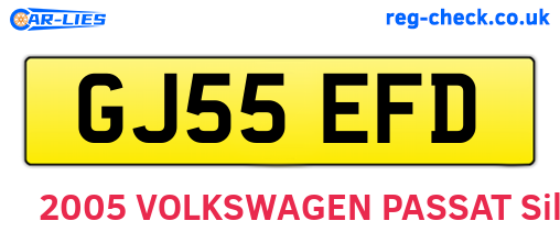 GJ55EFD are the vehicle registration plates.