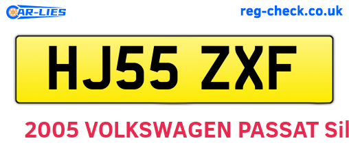 HJ55ZXF are the vehicle registration plates.