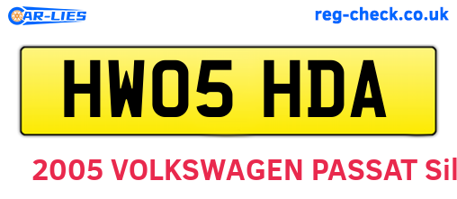 HW05HDA are the vehicle registration plates.