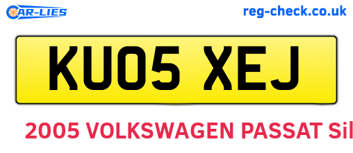 KU05XEJ are the vehicle registration plates.