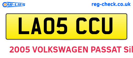LA05CCU are the vehicle registration plates.