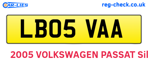 LB05VAA are the vehicle registration plates.