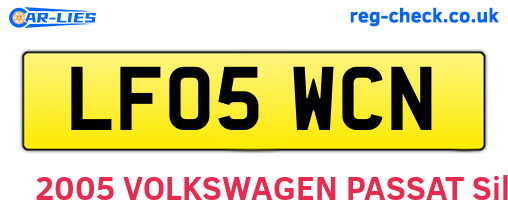 LF05WCN are the vehicle registration plates.