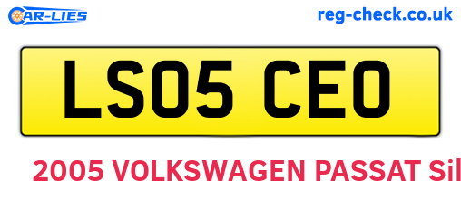 LS05CEO are the vehicle registration plates.