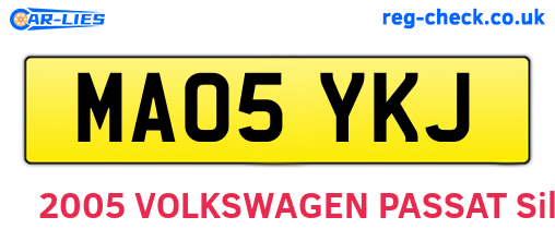 MA05YKJ are the vehicle registration plates.
