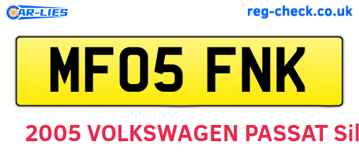 MF05FNK are the vehicle registration plates.