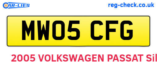 MW05CFG are the vehicle registration plates.