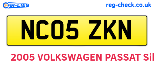NC05ZKN are the vehicle registration plates.