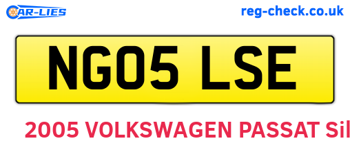 NG05LSE are the vehicle registration plates.