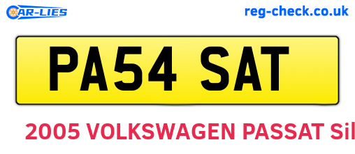 PA54SAT are the vehicle registration plates.