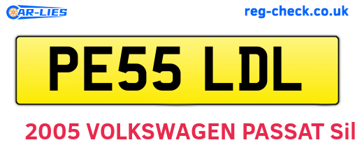 PE55LDL are the vehicle registration plates.