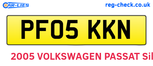 PF05KKN are the vehicle registration plates.