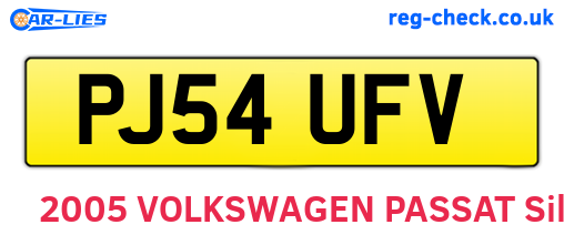 PJ54UFV are the vehicle registration plates.