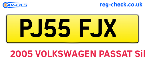 PJ55FJX are the vehicle registration plates.