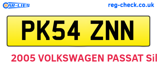 PK54ZNN are the vehicle registration plates.