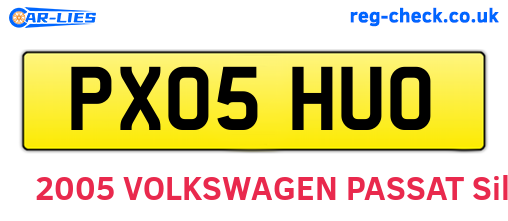 PX05HUO are the vehicle registration plates.
