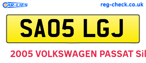 SA05LGJ are the vehicle registration plates.