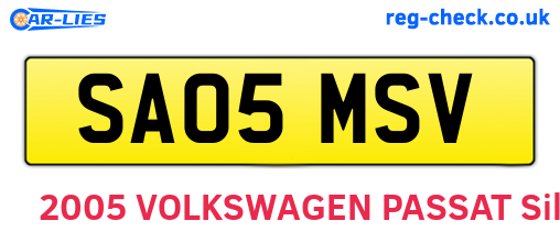 SA05MSV are the vehicle registration plates.
