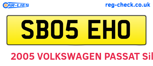 SB05EHO are the vehicle registration plates.