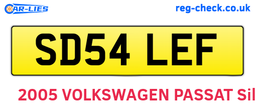 SD54LEF are the vehicle registration plates.