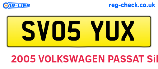 SV05YUX are the vehicle registration plates.