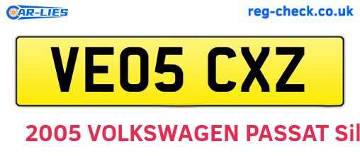 VE05CXZ are the vehicle registration plates.