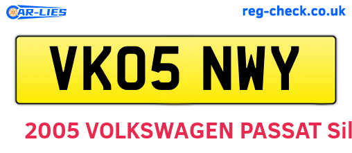 VK05NWY are the vehicle registration plates.