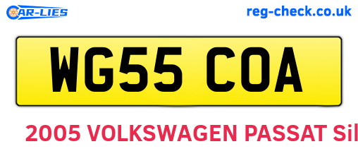 WG55COA are the vehicle registration plates.