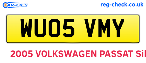 WU05VMY are the vehicle registration plates.
