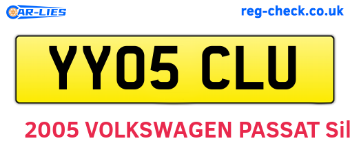 YY05CLU are the vehicle registration plates.