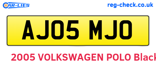 AJ05MJO are the vehicle registration plates.
