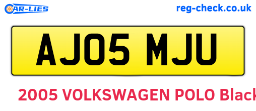 AJ05MJU are the vehicle registration plates.