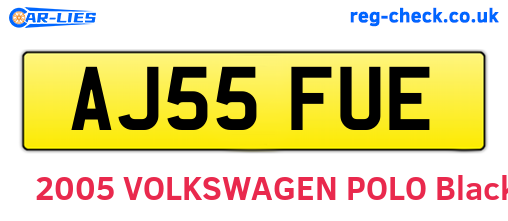 AJ55FUE are the vehicle registration plates.