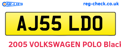 AJ55LDO are the vehicle registration plates.